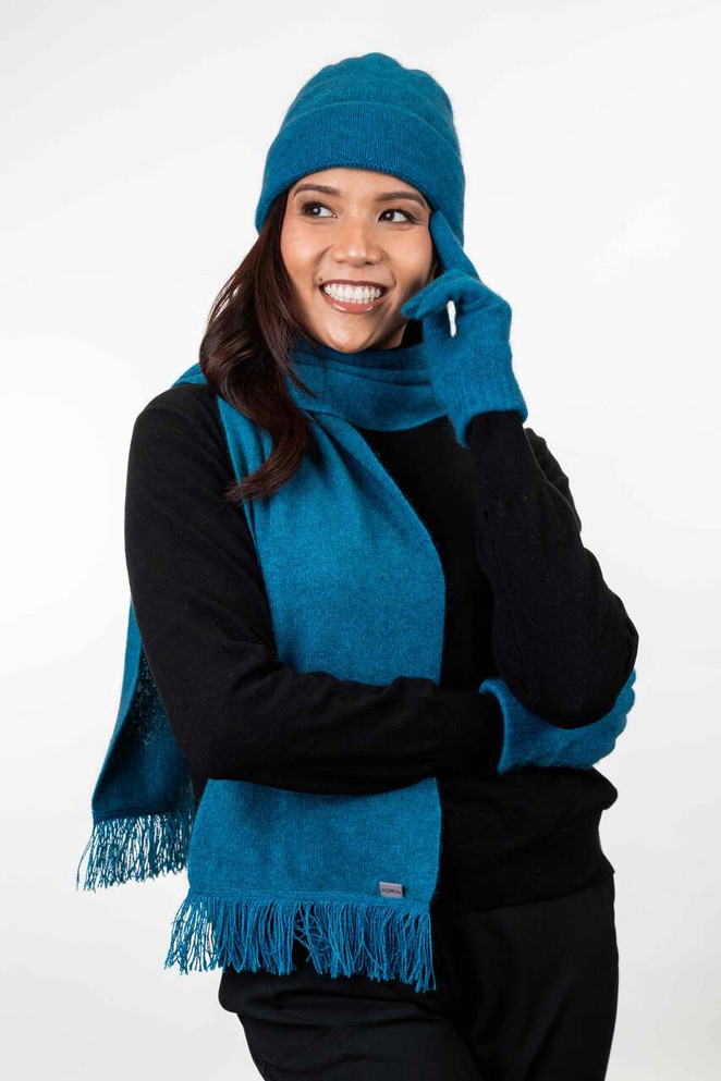 Scarf with Fringe Possum Merino Silk KORU