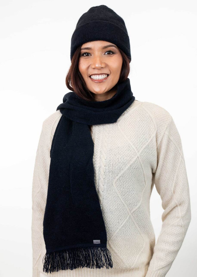Scarf with Fringe Possum Merino Silk KORU