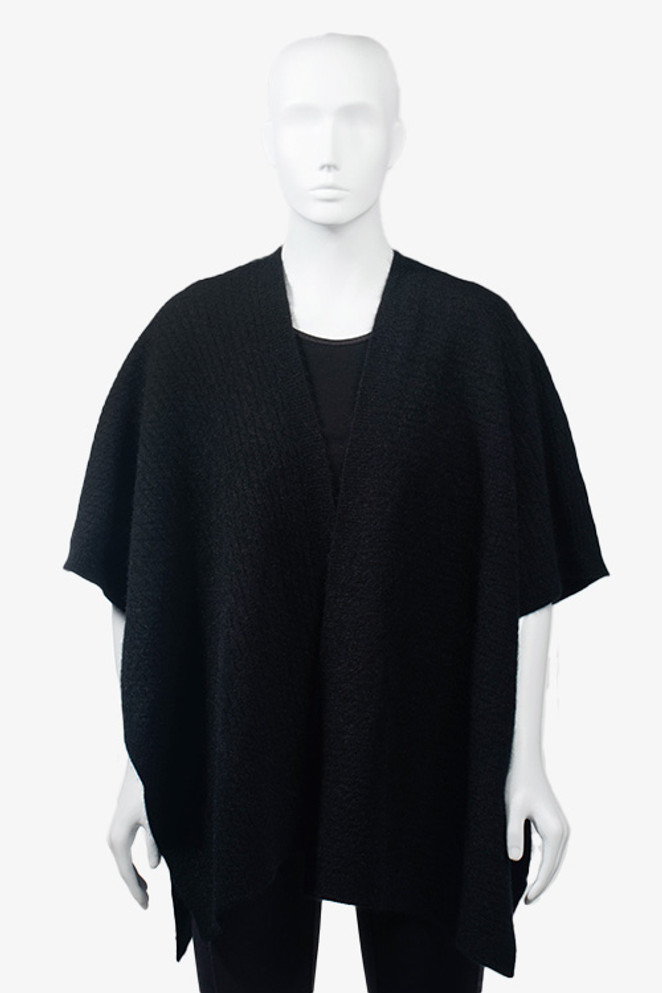 Zig Zag Textured Possum Merino Silk Split Cape KORU