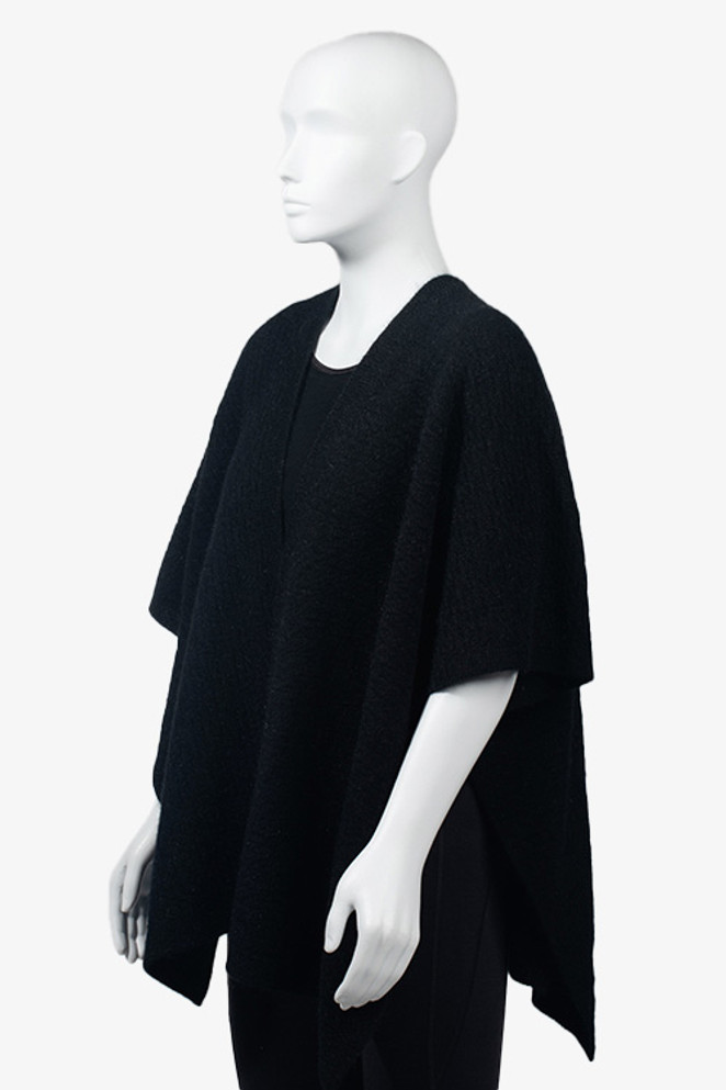 Zig Zag Textured Possum Merino Silk Split Cape KORU