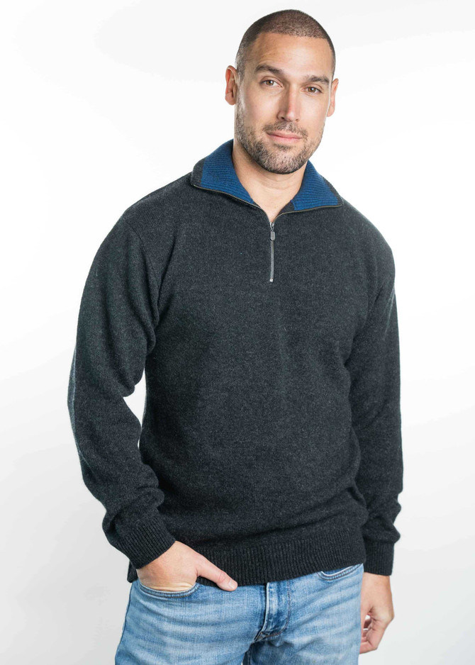 1/4 Zip Possum Merino Silk Jersey TRILOGY