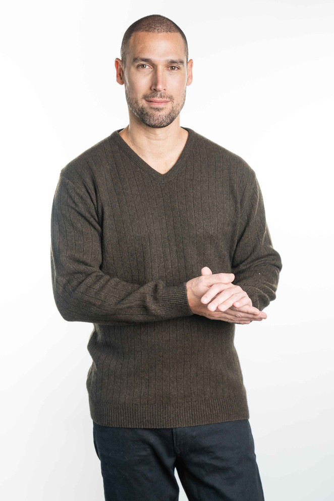 Ribbed V Possum Merino Silk Jumper II TRILOGY