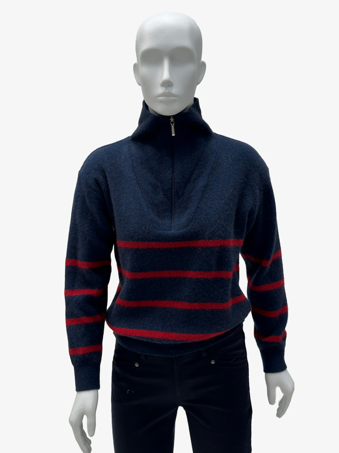 Striped Possum Merino Silk Zip Jumper KORU