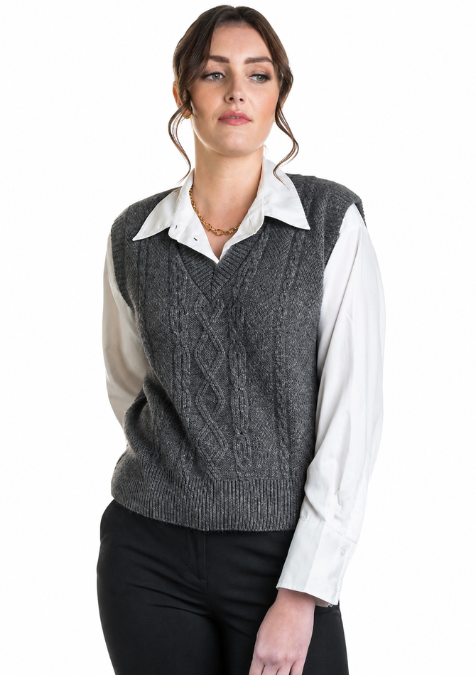 Cable Possum Merino Vest KORU