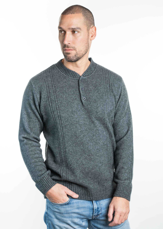 Crew Neck Button Possum Merino Silk Jumper KORU