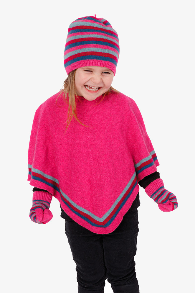 Kids Possum Merino Silk Poncho NATIVE WORLD