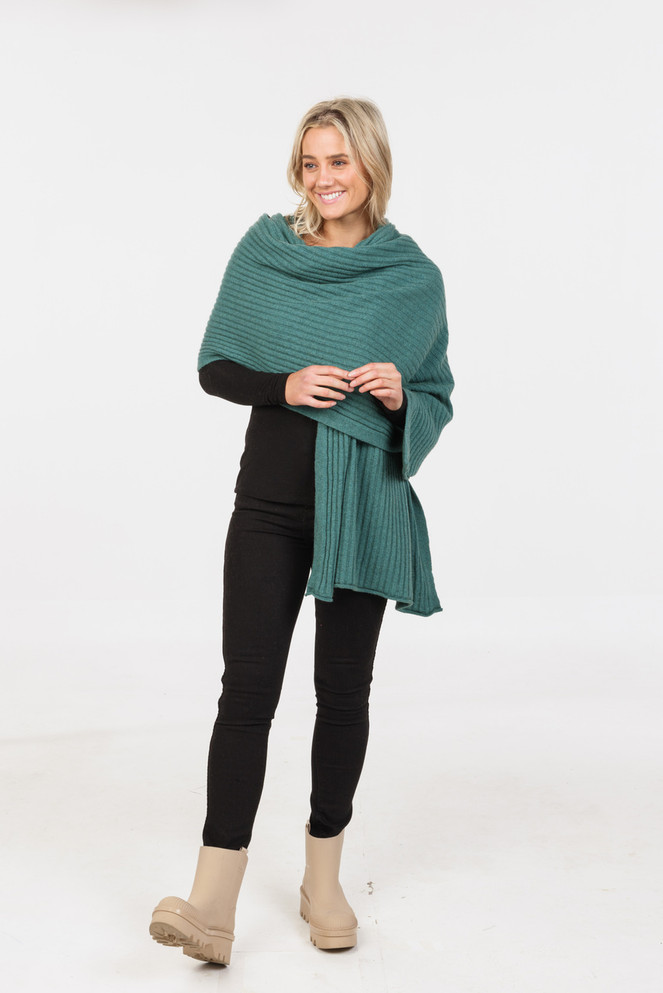 Ribbed Possum Merino Wrap NATIVE WORLD