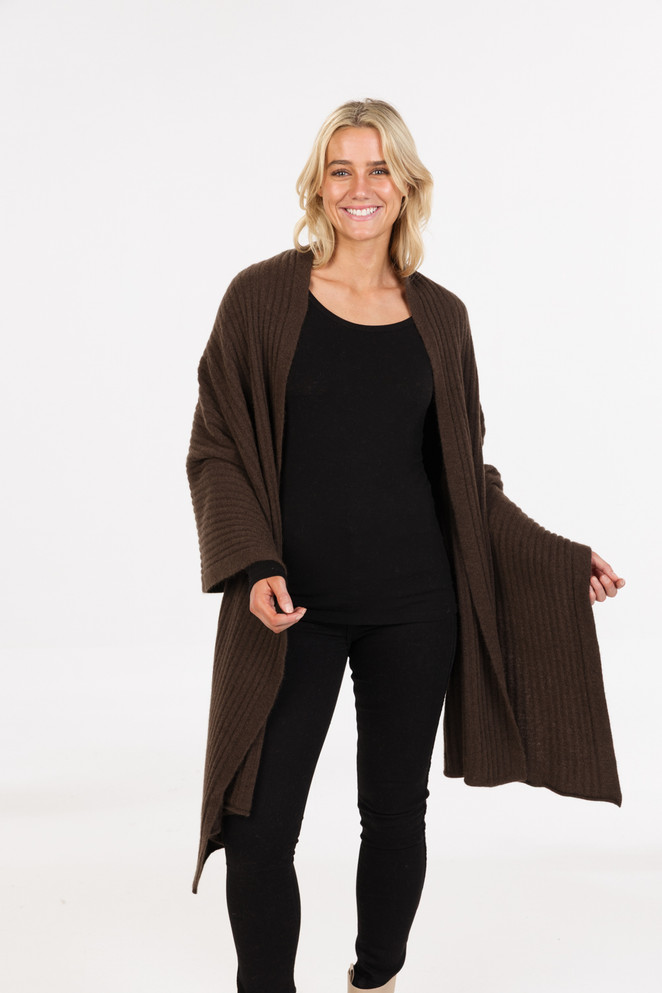 Ribbed Possum Merino Wrap NATIVE WORLD