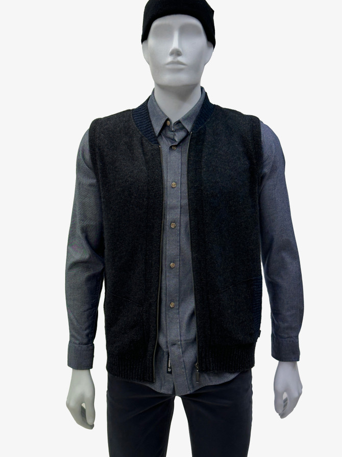 Contrast Detail Possum Merino Silk Vest KORU