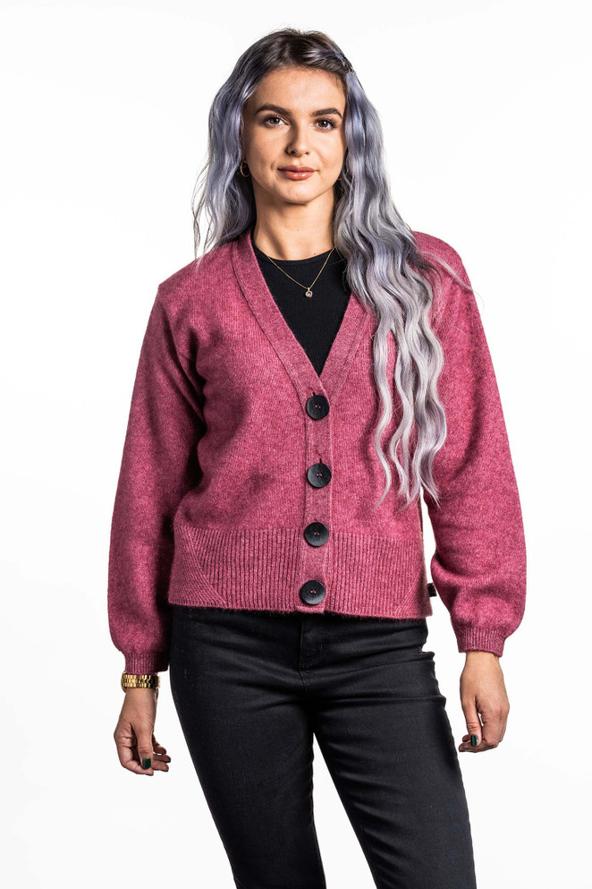 Vee Neck Possum Merino Silk Cardigan KORU
