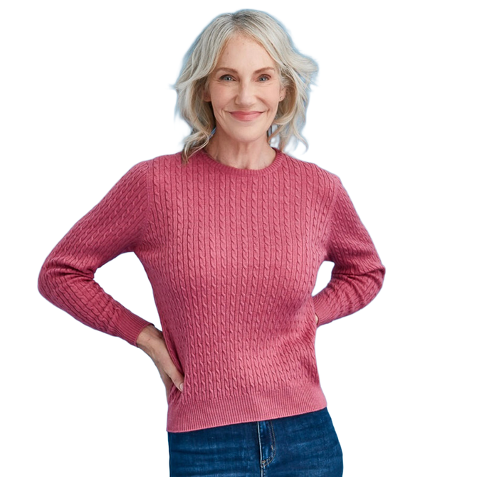 Long Sleeve Rib & Cable Crew Merino Jersey Royal