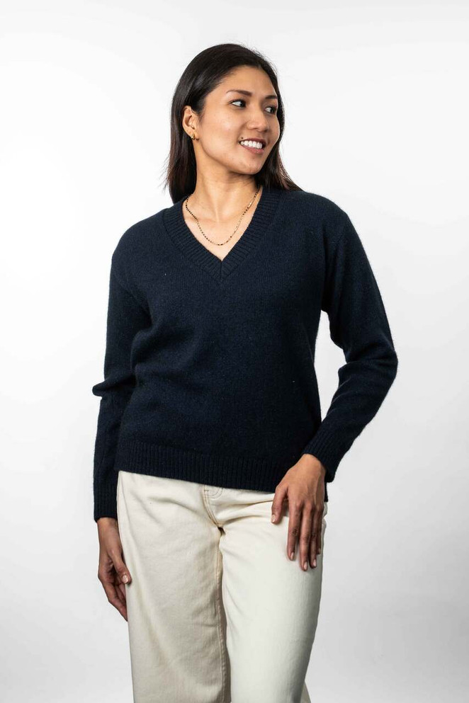 Vee Neck Possum Merino Silk Jumper KORU