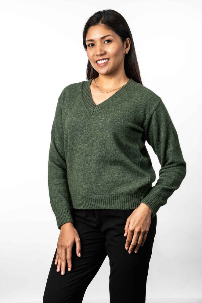 Vee Neck Possum Merino Silk Jumper KORU