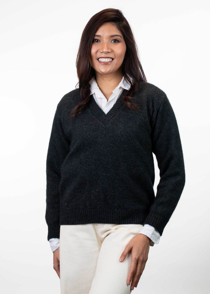 Vee Neck Possum Merino Silk Jumper KORU