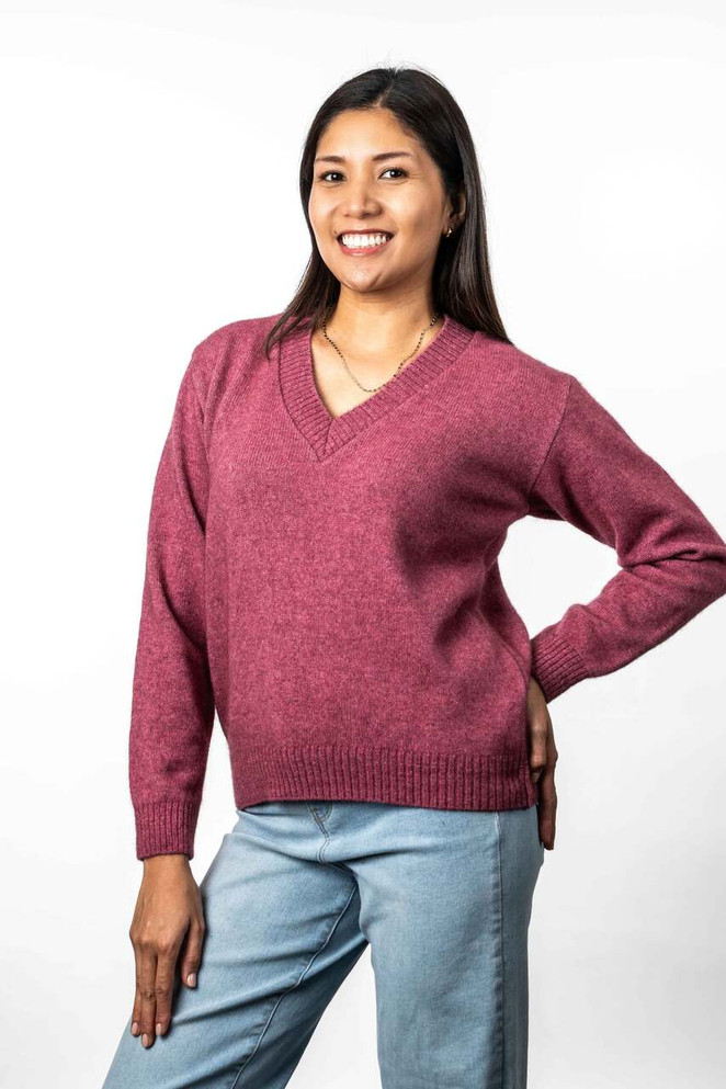Vee Neck Possum Merino Silk Jumper KORU