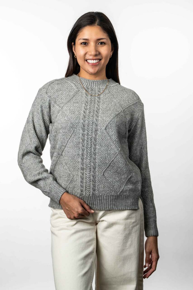 Diamond Cable Possum Merino Silk Jumper KORU