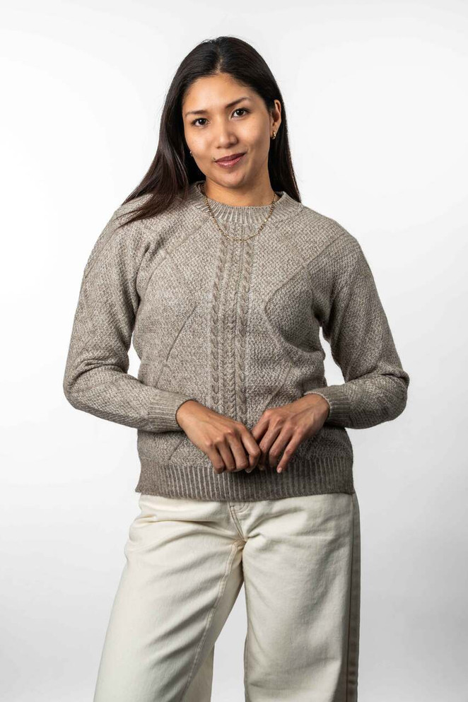Diamond Cable Possum Merino Silk Jumper KORU