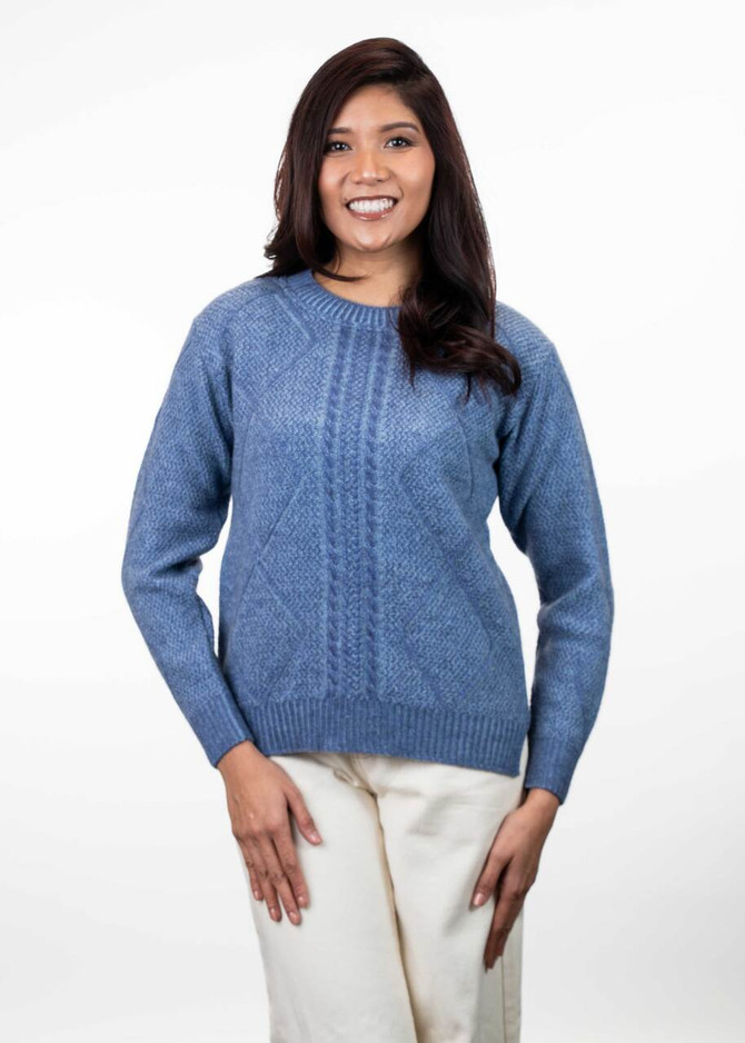 Diamond Cable Possum Merino Silk Jumper KORU