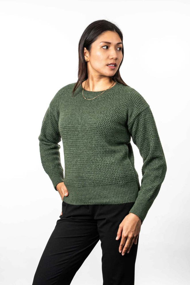 Crochet Knit Possum Merino Silk Jumper
