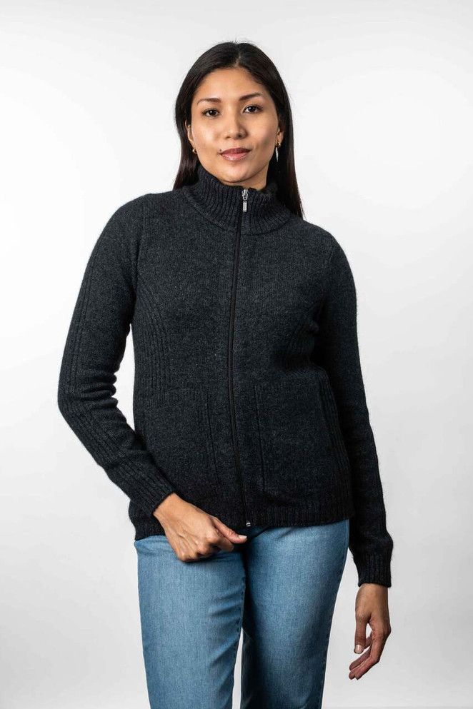 Rib Detail Possum Merino Silk Jacket