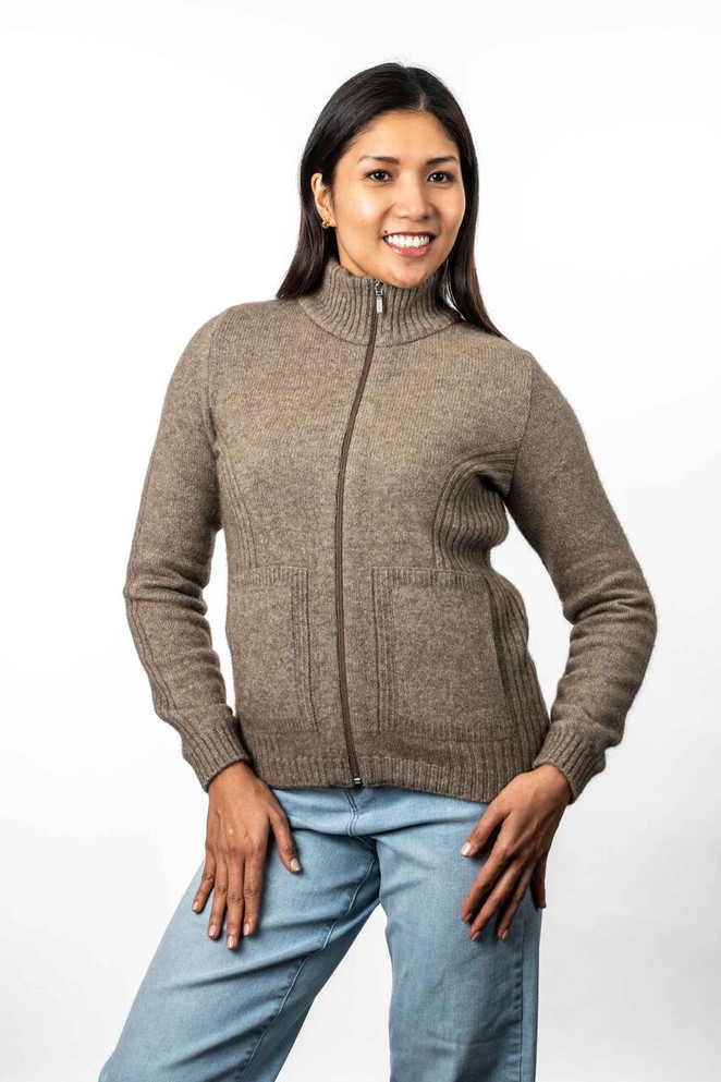 Rib Detail Possum Merino Silk Jacket