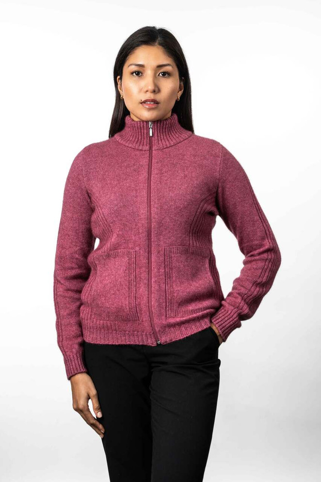 Rib Detail Possum Merino Silk Jacket