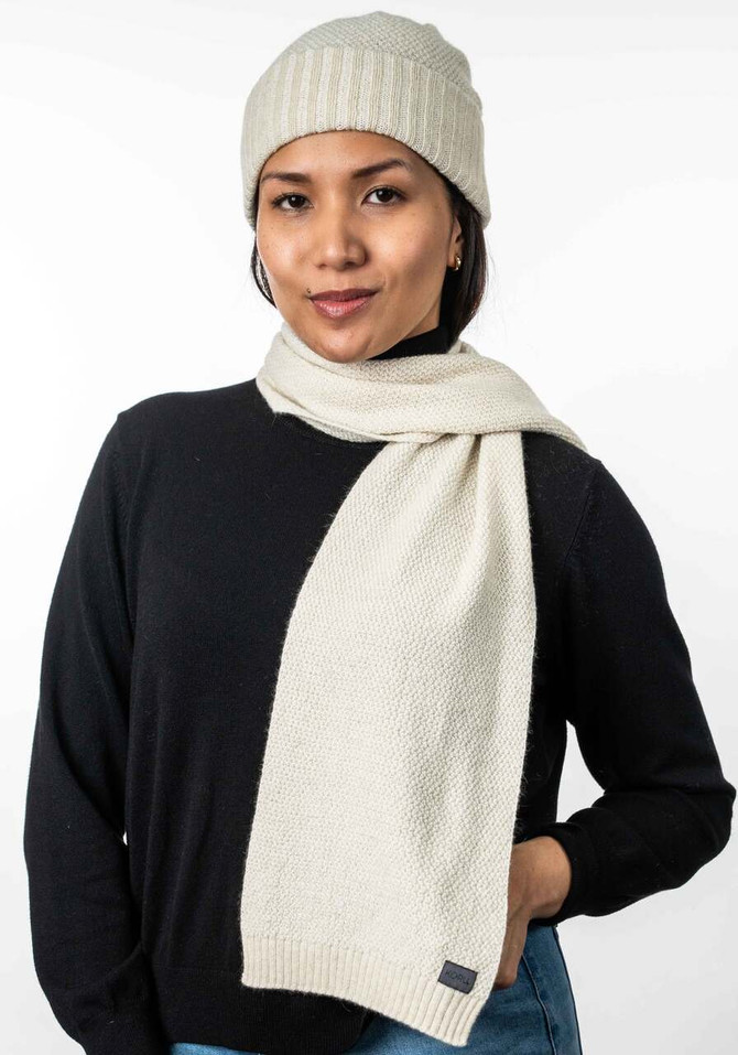 Moss Stitch Possum Merino Silk Plated Beanie KORU