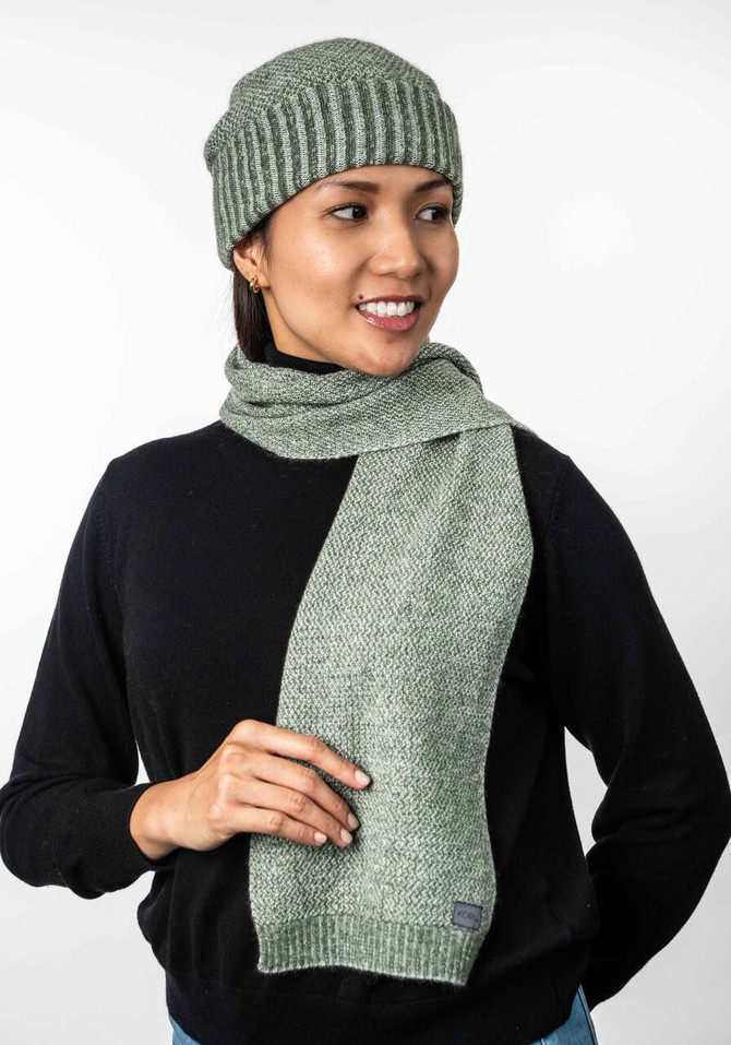 Moss Stitch Possum Merino Silk Plated Beanie KORU