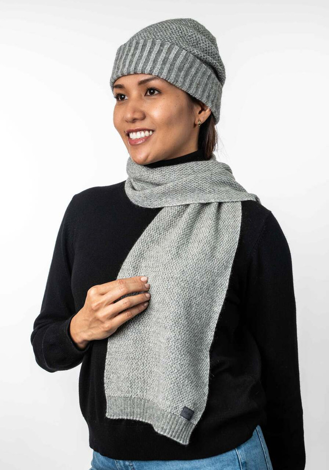 Moss Stitch Possum Merino Silk Plated Beanie KORU
