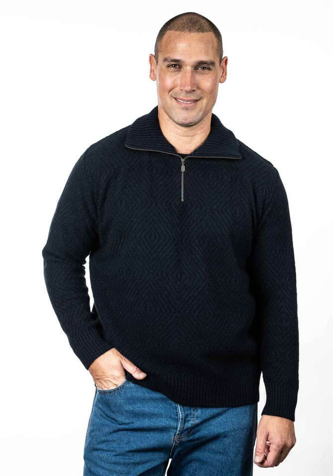 Diamond 1/2 Zip  Possum Merino Silk Plated Jumper BRUSHTAIL