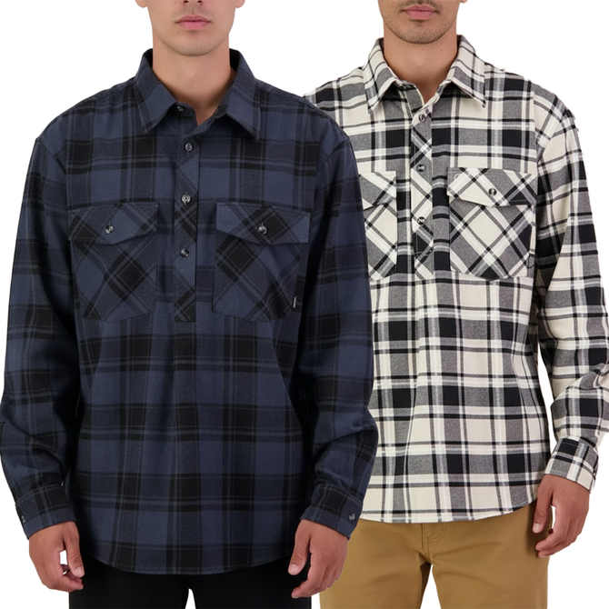 Egmont Half Button Cotton Shirt 2Pack SWANNDRI
