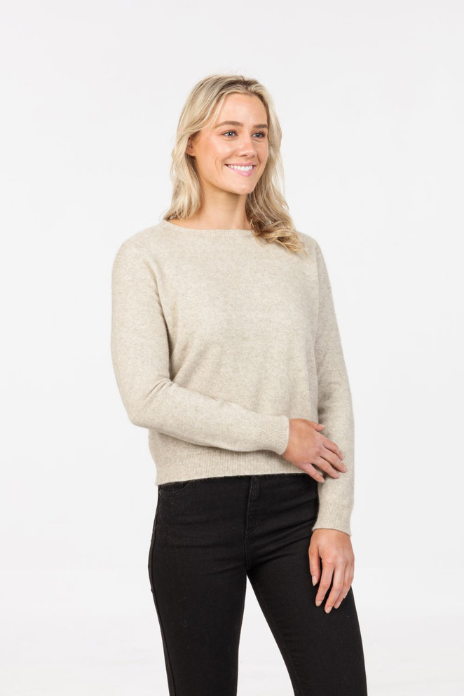 Classic Crop Possum Merino Silk Sweater NATIVE WORLD