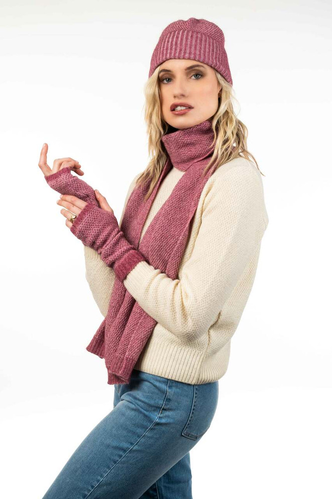 Moss Stitch Possum Merino Silk Plated Glovelet BRUSHTAIL