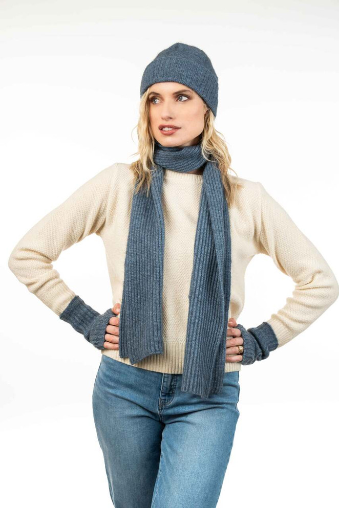 Ribbed Keyhole Possum Merino Silk Scarf KORU
