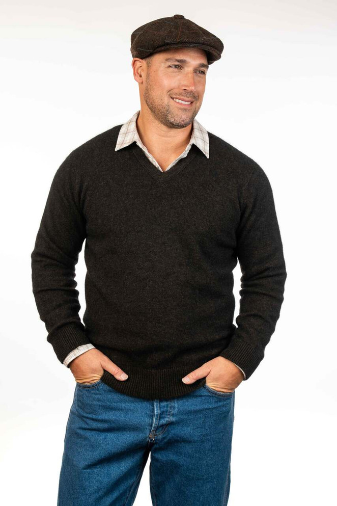 Vee Neck II Possum Merino Wool Silk Sweater KORU