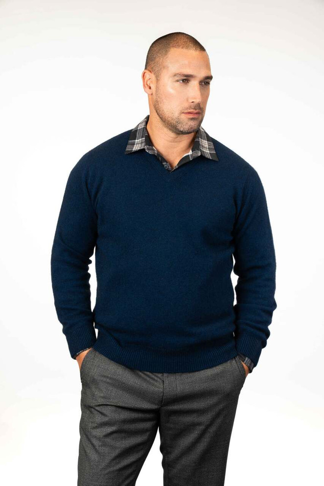 Vee Neck II Possum Merino Wool Silk Sweater KORU