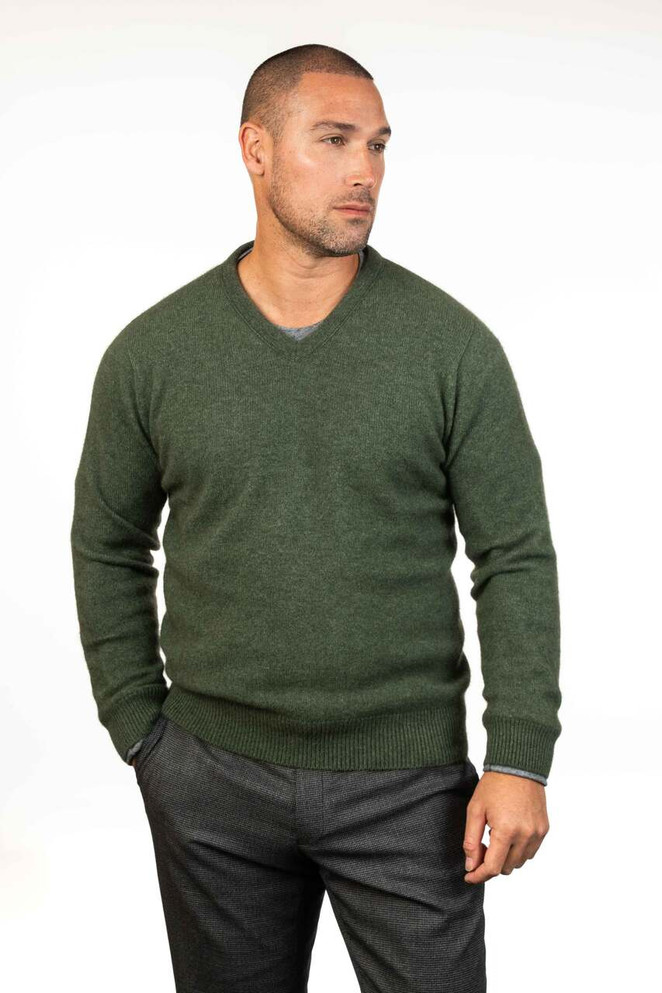 Vee Neck II Possum Merino Wool Silk Sweater KORU