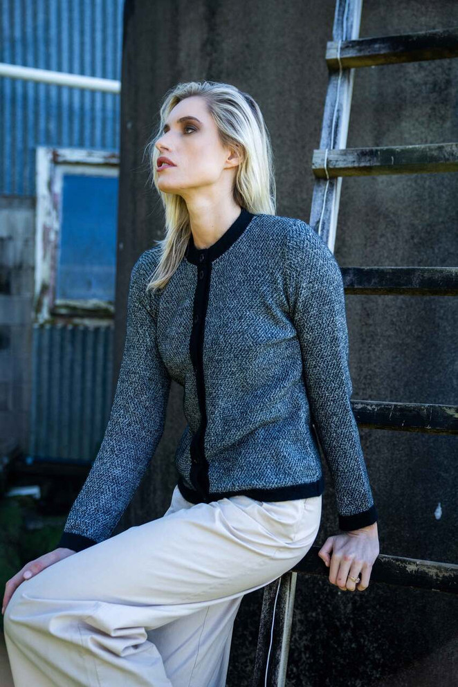 Moss Stitch Possum Merino Silk Plated Cardigan BRUSHTAIL