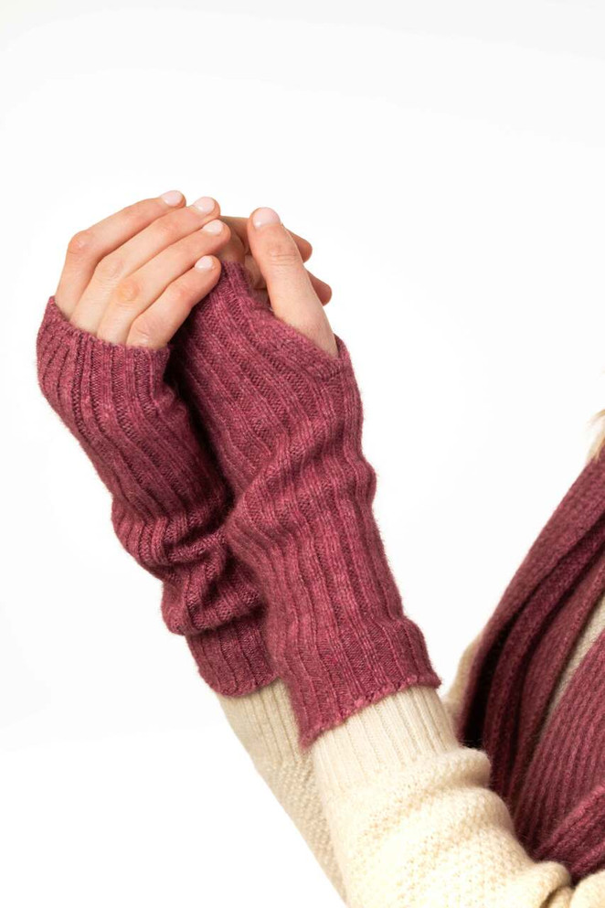 Ribbed Possum Merino Wool Glovelets KORU