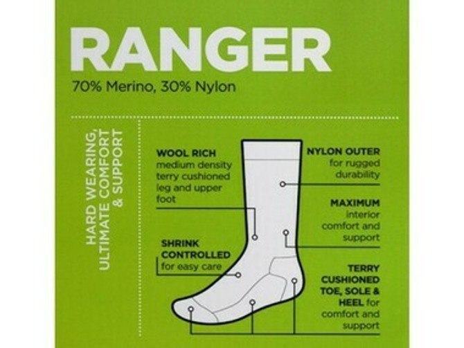 Ranger Woollen Work Sock 3 Pair Pack NORSEWEAR
