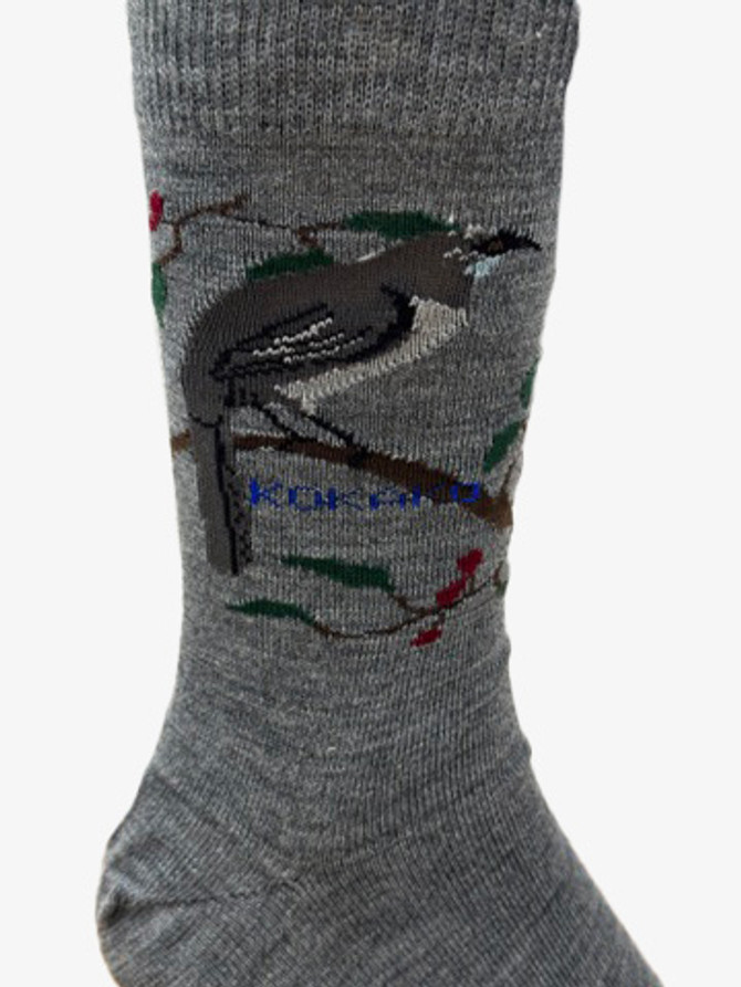 New Zealand Kokako Bird Merino Wool Dress Sock NZNC