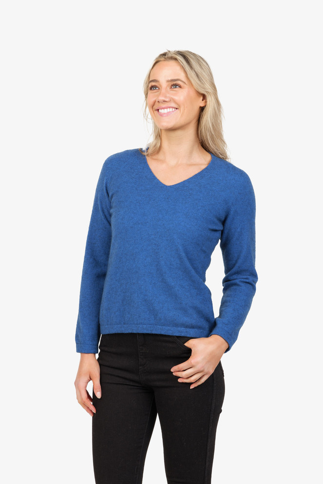 Vee Neck Plain Sweater Possum Merino NATIVE WORLD