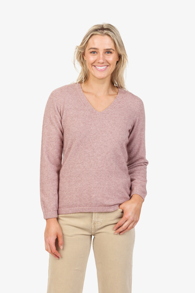 Vee Neck Plain Sweater Possum Merino NATIVE WORLD