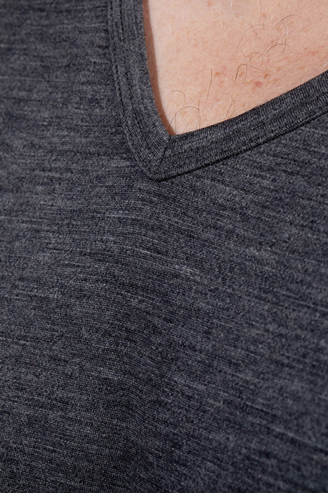 Merino Wool Short Sleeve Vee Neck Base Layer Top NZNC