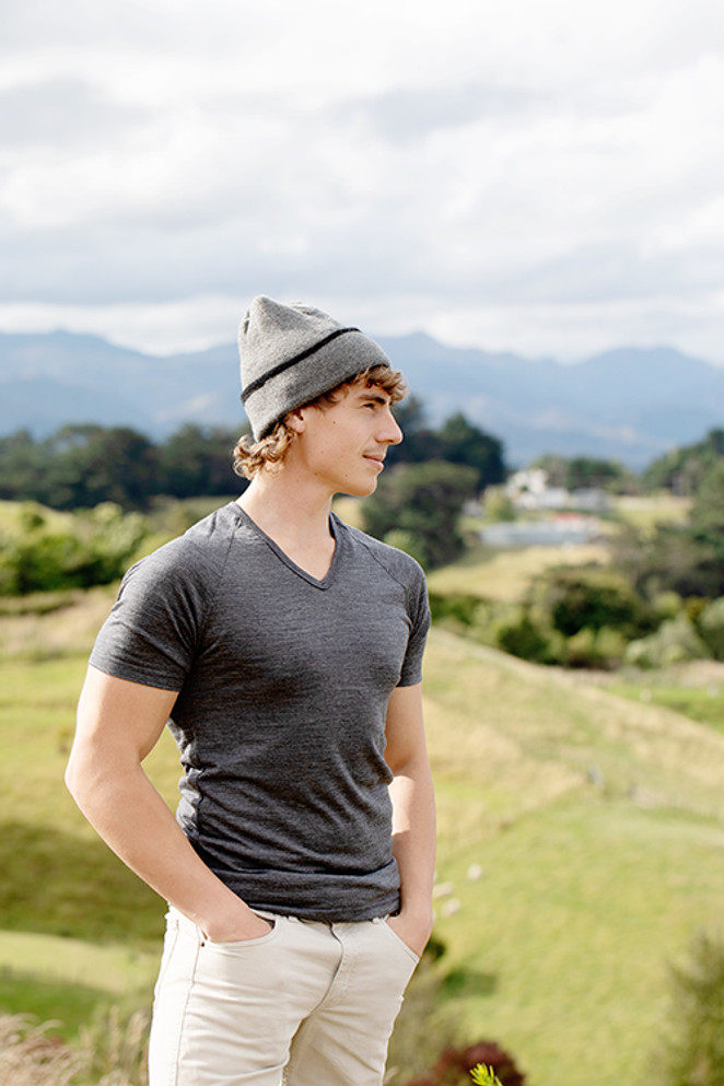 Merino Wool Short Sleeve Vee Neck Base Layer Top NZNC