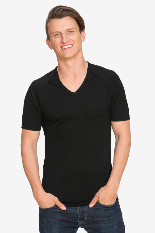 Merino Wool Short Sleeve Vee Neck Base Layer Top NZNC