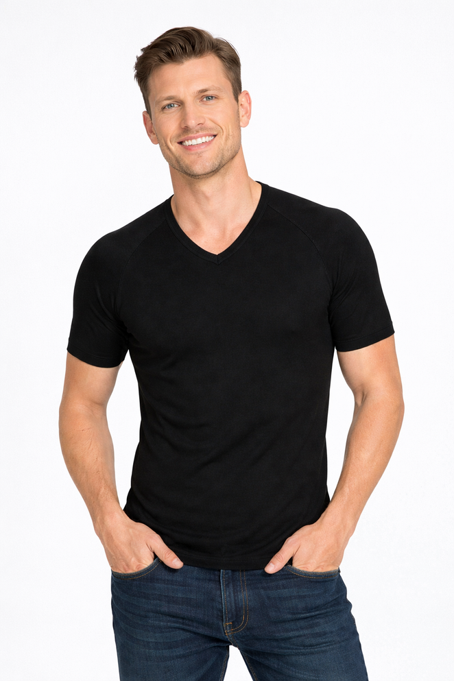 Merino Wool Short Sleeve Vee Neck Base Layer Top NZNC