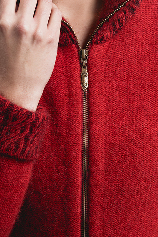Two Tone Cable Trim Possum Merino Wool Silk Jacket KORU