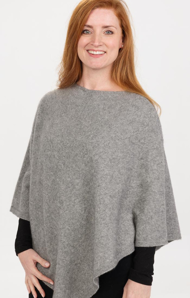 Crew Neck Possum Merino Wool Silk Poncho NATIVE WORLD