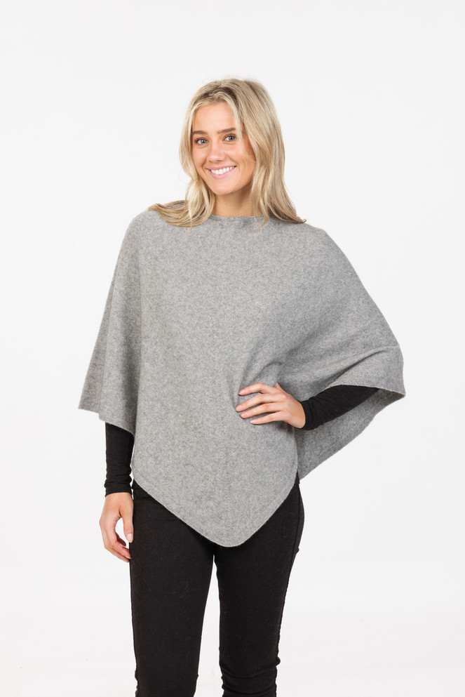 Crew Neck Possum Merino Wool Silk Poncho NATIVE WORLD